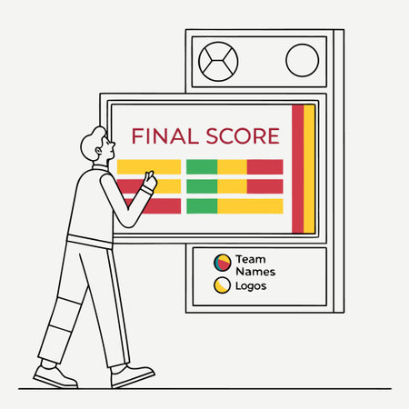 FINAL SCORE concept with man and computer monitor. Vector illustrationのイラスト素材