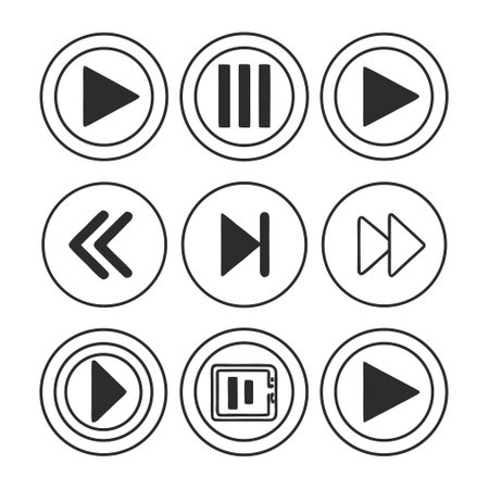media player icon set, media player vector set, media player iconsのイラスト素材