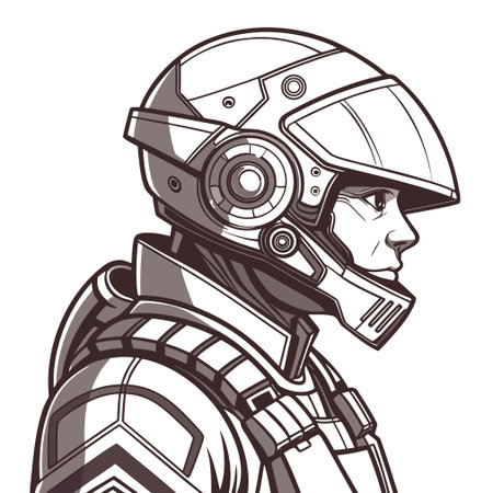 Vector illustration of a cosmonaut in a helmet and armor.のイラスト素材