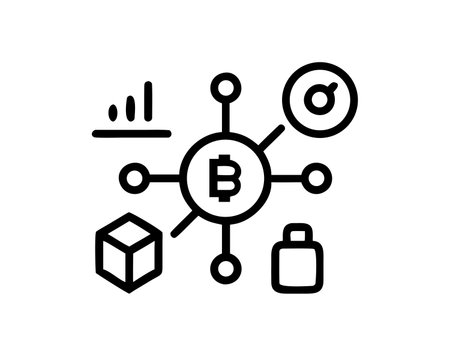 Blockchain icon, concept illustration, outline symbol, vector sign, linear symbol.のイラスト素材