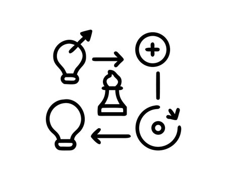 Strategy icon, concept illustration, outline symbol, vector sign, linear symbol.