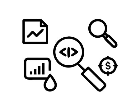 Analytics icon, concept illustration, outline symbol, vector sign, linear symbol.のイラスト素材