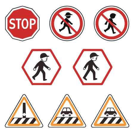 Set of traffic signs on white background. Vector illustration. Eps 10.のイラスト素材