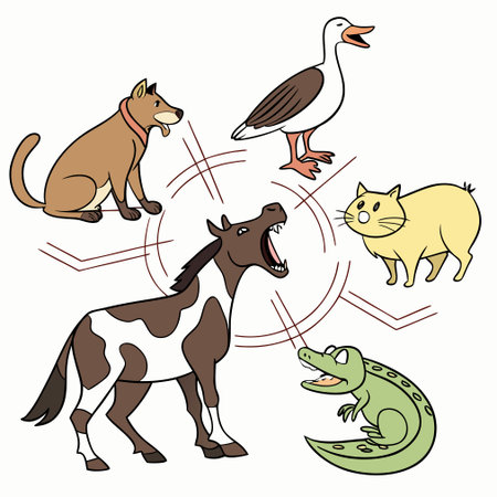 Illustration of a set of different breeds of dogs and cats.のイラスト素材