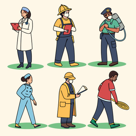 Set of people in different professions. Vector illustration in cartoon style.のイラスト素材