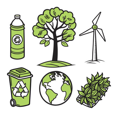 Ecology icons set. Vector illustration of eco symbols on white background.のイラスト素材
