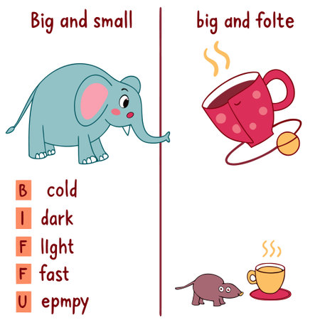 Educational game for children. Help the elephant find the right shadow.のイラスト素材