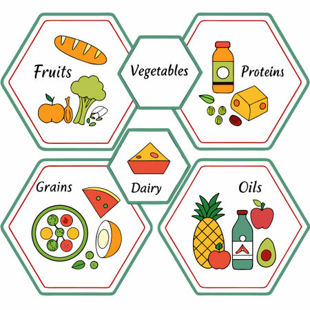 Fruits and vegetables. Healthy food icons set. Vector illustration.のイラスト素材