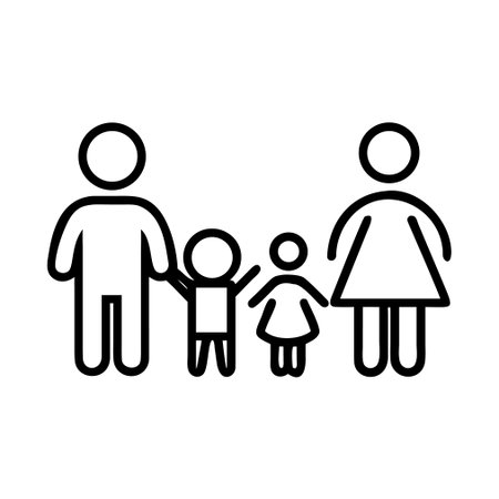 Family line icon, concept sign, outline vector illustration, linear symbol.のイラスト素材