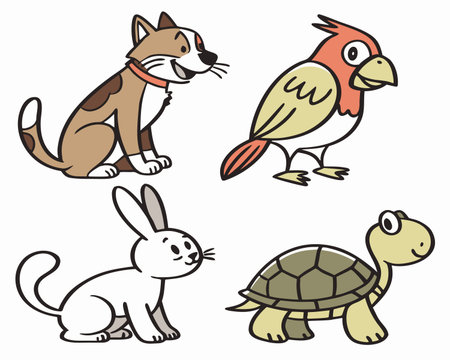 Set of cartoon animals. Vector illustration isolated on a white background.のイラスト素材