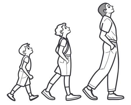 Father and son walking. Vector illustration of father and son walking together.のイラスト素材