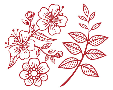 beautiful flowers and leafs decorative icon vector illustration design vector illustration designのイラスト素材