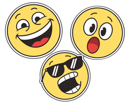 Emoticon with sunglasses isolated on white background. Vector illustration.のイラスト素材