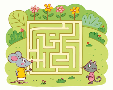 Maze Game for Preschool Children. Help the mouse find the wayのイラスト素材