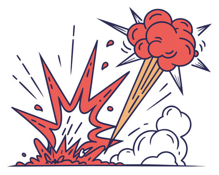 Cartoon vector illustration of a bomb with a lightning in the middle.のイラスト素材