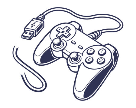 video game control with usb cable vector illustration sketch doodle hand drawnのイラスト素材