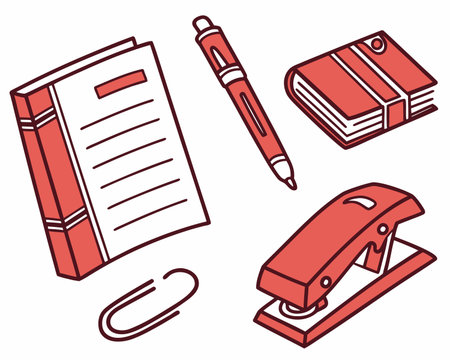 Vector illustration of a set of stationery items for office and schoolのイラスト素材