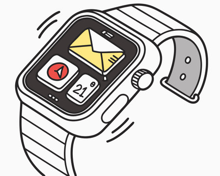 Smart watch with contactless payment on the screen. Vector illustration.のイラスト素材