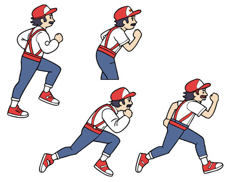 Vector illustration of a set of workers in different poses. Cartoon style.のイラスト素材