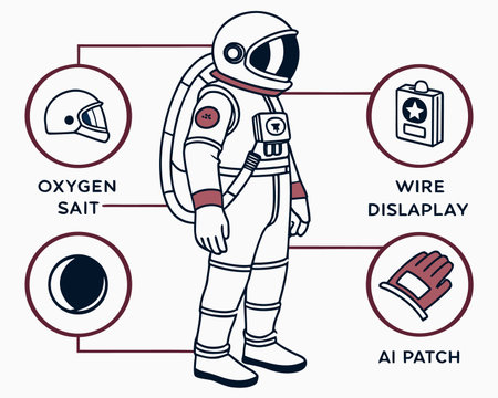 Astronaut in helmet and gloves. Vector illustration of a flat style.のイラスト素材