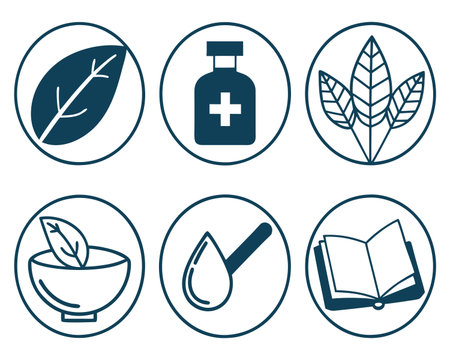 Set of icons for natural products and health care. Vector illustration.のイラスト素材