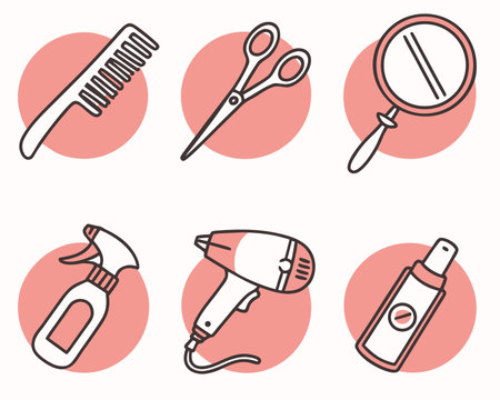 Hairdresser tools icon set. Hairdresser tools vector illustration.のイラスト素材