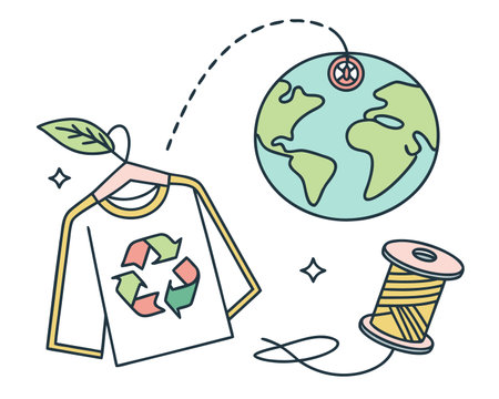 Waste sorting and recycling concept. Hand drawn flat vector illustration on white background.のイラスト素材