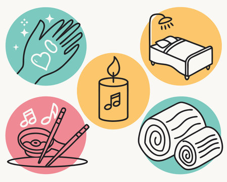 Set of line icons on the theme of relaxation. Vector illustration.のイラスト素材