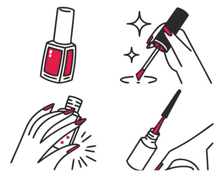 Nail polish icon set. Vector illustration of nail polish icon set.のイラスト素材