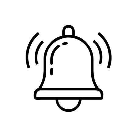 Bell icon, concept illustration, outline symbol, vector sign, linear symbol.のイラスト素材