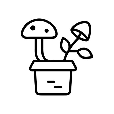mushroom plant in pot icon vector. mushroom plant in pot sign. isolated contour symbol illustrationのイラスト素材