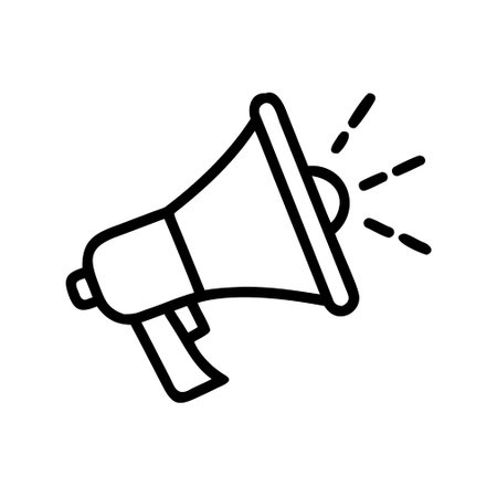Megaphone icon vector. A thin line sign. Isolated contour symbol illustrationのイラスト素材