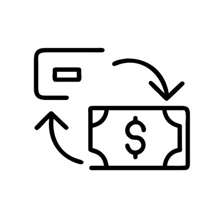 Money transfer icon vector. A thin line sign. Isolated contour symbol illustrationのイラスト素材