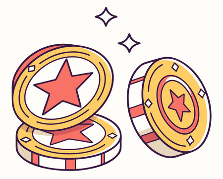 Vector illustration of casino chips. Isolated on a white background.のイラスト素材