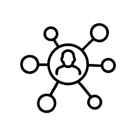 Social network icon vector. A thin line sign. Isolated contour symbol illustrationのイラスト素材