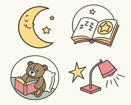Illustration of a set of icons with the theme of children's educationのイラスト素材