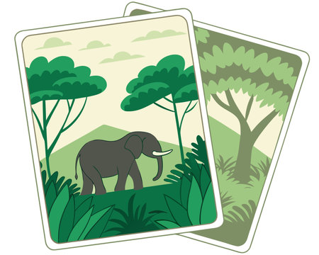 Elephants on the background of the jungle. Vector illustration.のイラスト素材