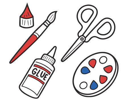 Painting tools. Paint, brush, palette, paints. Vector illustrationのイラスト素材