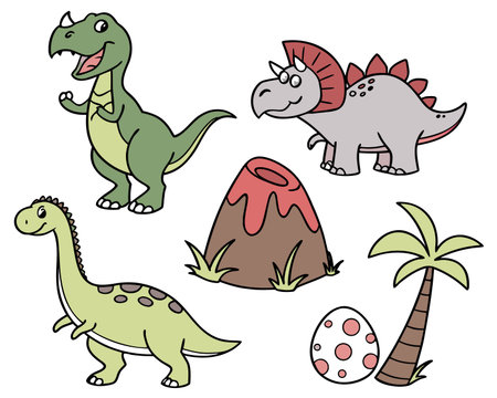 Dinosaur icon set. Cartoon illustration of dinosaur icon set for web designのイラスト素材