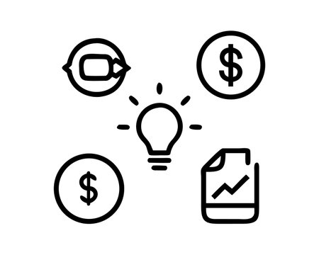 Idea and finance line icon, concept illustration, outline symbol, vector sign, linear symbol.のイラスト素材