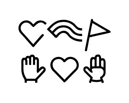 Hands with heart icon, concept illustration, outline symbol, vector sign, linear symbol.のイラスト素材