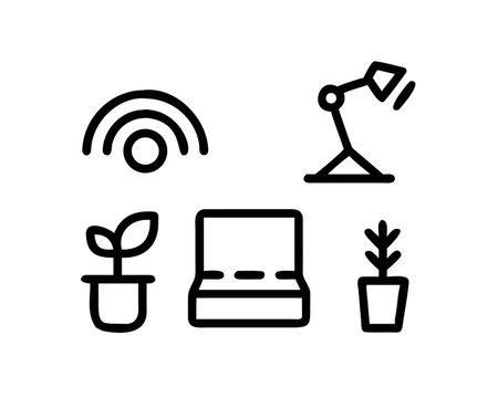 Home office icon vector. A thin line sign. Isolated contour symbol illustrationのイラスト素材