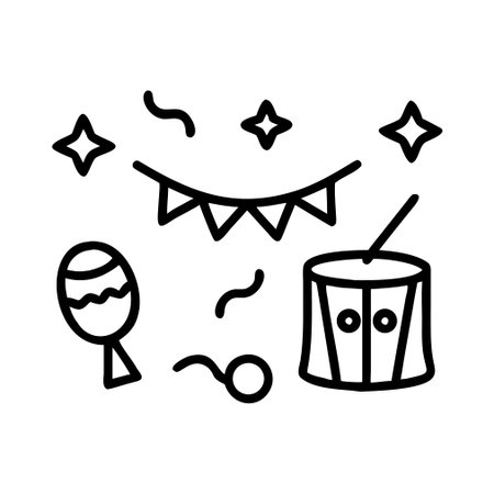 Party drum icon vector. A thin line sign. Isolated contour symbol illustrationのイラスト素材