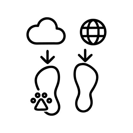 Earth and footprints line icon, concept illustration, outline symbol, vector sign, linear symbol.のイラスト素材