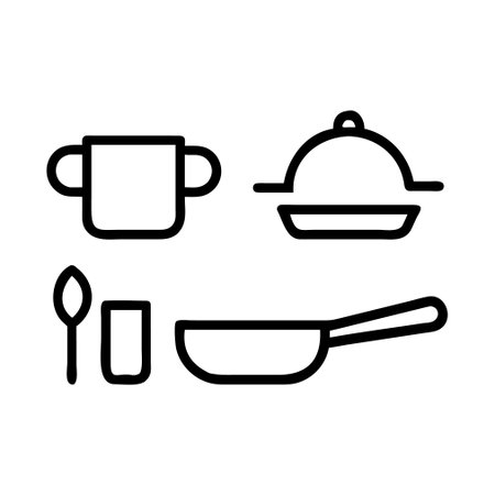 Kitchen utensils line icon, concept sign, outline vector illustration, linear symbol.のイラスト素材
