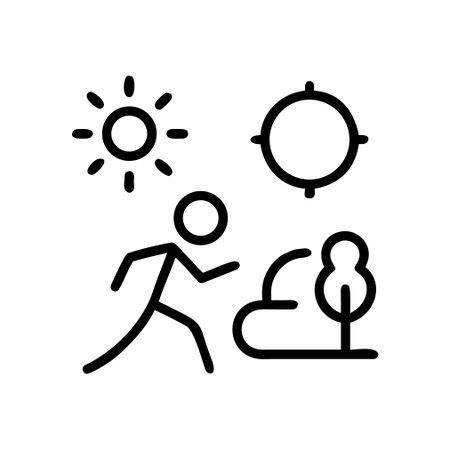 Man and sun icon vector. A thin line sign. Isolated contour symbol illustrationのイラスト素材