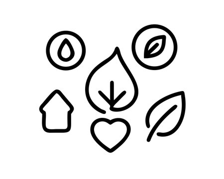 Eco house line icon, concept illustration, outline symbol, vector sign, linear symbol.のイラスト素材