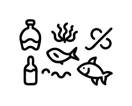 Ocean pollution icon vector. A thin line sign. Isolated contour symbol illustrationのイラスト素材