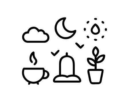 Coffee time line icon, concept illustration, outline symbol, vector sign, linear symbol.のイラスト素材