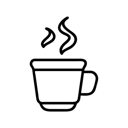 coffee cup icon over white background, line style, vector illustrationのイラスト素材